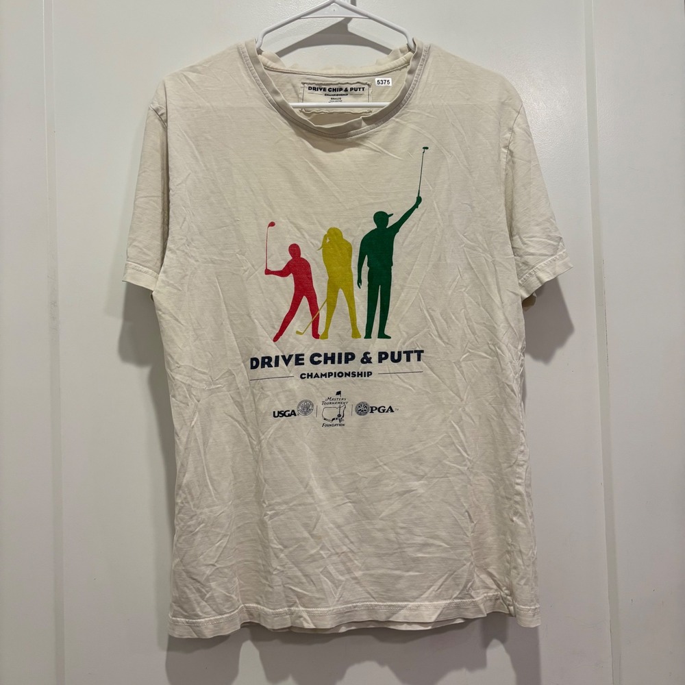 Drive Chip & Putt Championship Golf T-Shirt Cream Small USGA Masters PGA